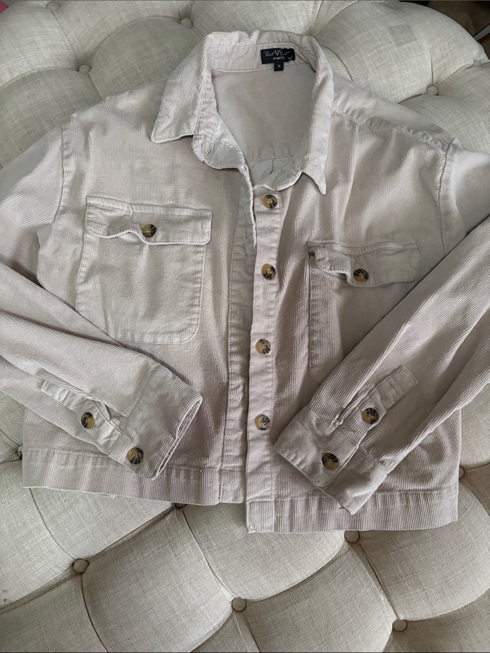 Velvet Heart Cream Corduroy Button-Front Jacket NWOT